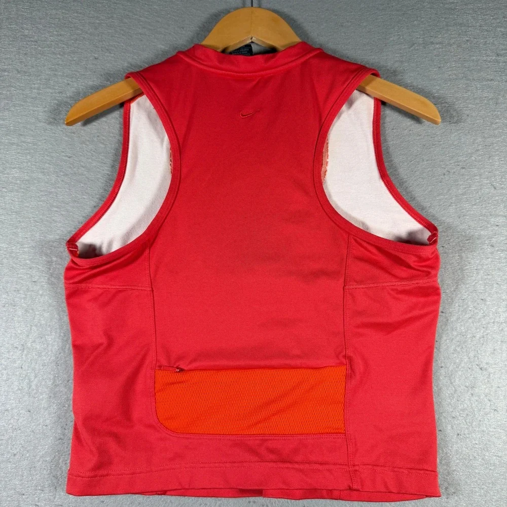 Vintage Nike Womens Dri-FIT Half Zip Sleeveless Tennis Golf Top Red XL U31102KHM